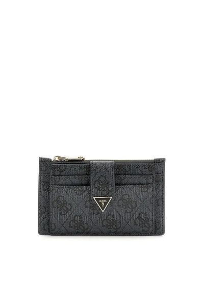 Guess Anthracite Color Zippered Triangle Logo Women's Mini Wallet - Rw1708 P4401-Clo