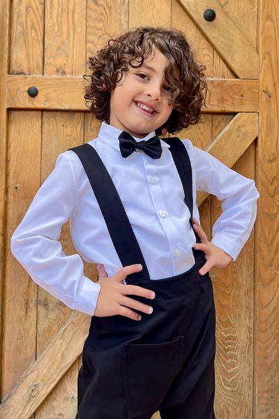 meqlife Black Salopet for Boy - 3-Piece Invitation Set