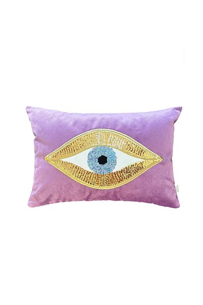 ge living Decorative Eye Patterned Velvet Throw Pillow Cover (35 X 50)