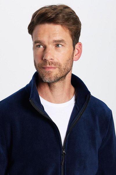 Tudors Ζακέτα Unisex Navy Blue Anti-pilling Non-pilling Standard Fit με πλήρες φερμουάρ, κρύα ανθεκτική ζακέτα fleece