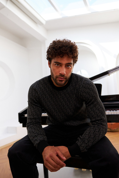 Çizgi Triko Ανδρικό πλεκτό πουλόβερ - λαιμόκοψη, με σχέδιο, κανονική εφαρμογή - 5023c