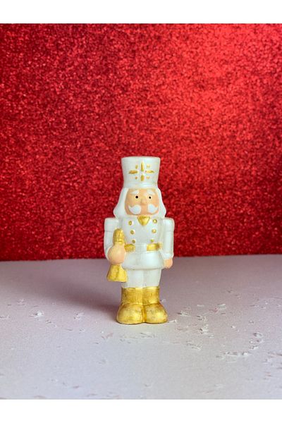 Mithbox White Christmas Decor Nut Breaking Lead Soldier Nutcracker New Year Trinket