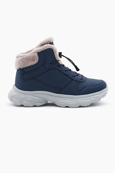 Tonny Black Dětská unisex námořnická modrá Faylon kožešinová stélka Gumové šněrovací boty