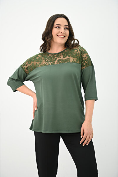 Koza Butik Γυναικεία βελούδινη μπλούζα με λεπτομέρειες 1856-2