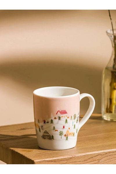 LC Waikiki Lcw Home Powder Pink Christmas Themed Ceramic Mug 270 ml