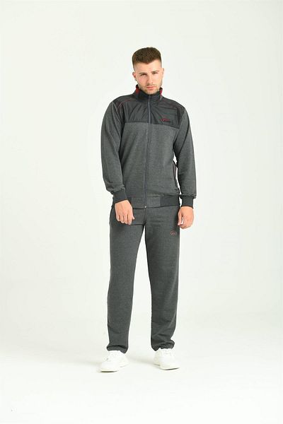 Cramp Spor Σετ αθλητικής φόρμας Anthracite Chest Parachute Collar Garni Combed Cotton