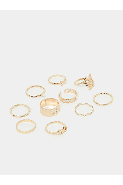 Styli مجموعة من 10 خواتم متعددة الأشكال