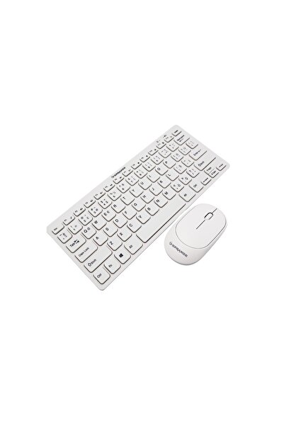 Astakos Beyaz Mini Kablosuz Q Klavye Mouse Full Set