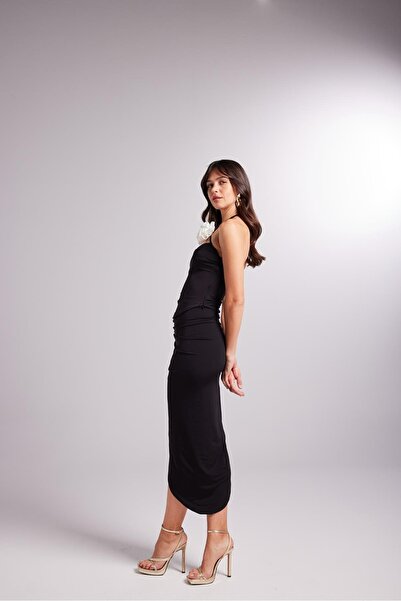 HOLLY LOLLY Állítható Gathered Midi Poena szoknya fekete