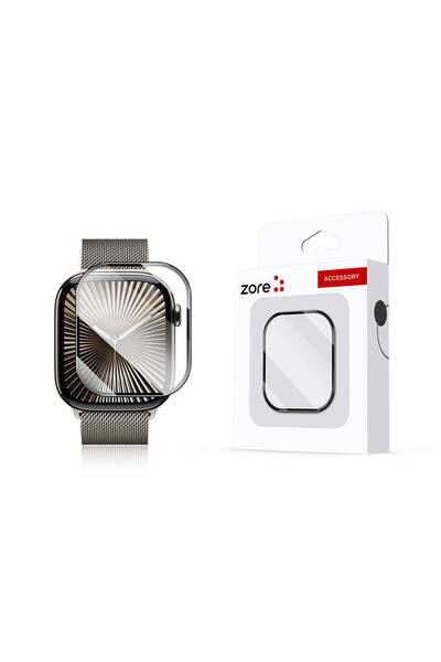 noktaks Apple Watch 10 46mm Compatible - Screen Protector Pmma Pet Watch Screen Protector - Black - T33797