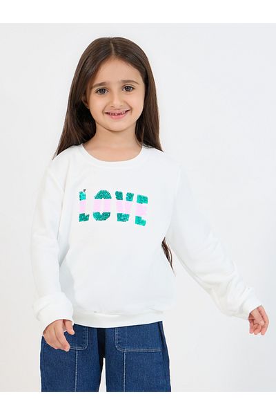 Styli Sequin Pattern Long Sleeve Sweatshirt with Sequin Cross bag