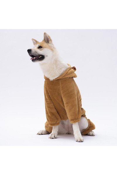 Pawstar Brown Koala Medium and Large Breed Plush Jumpsuit Dog Jumpsuit Dog Outfit Cat Outfit