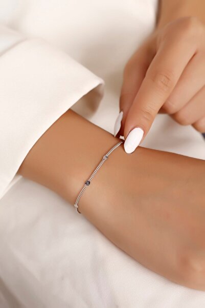 SARIASLAN Kadın Pullu Gurmet Zincir Gümüş Bileklik 3 Renk