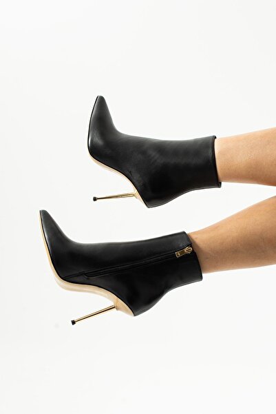 FOLLİNİ Black Genuine Leather Women's Boots