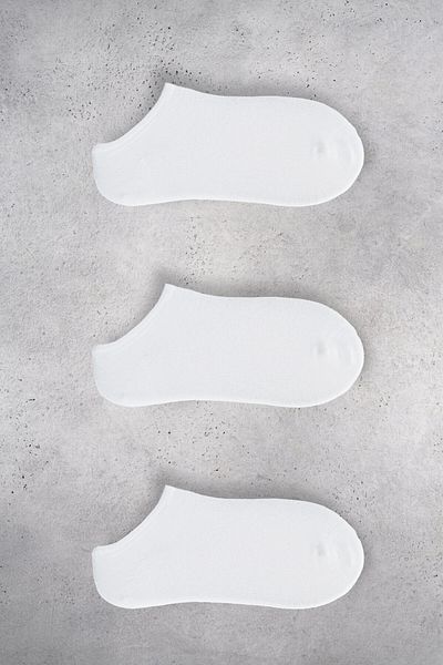 GRIMELANGE Zulıbel Plain Bamboo Women's 3-Pack Booties White Socks