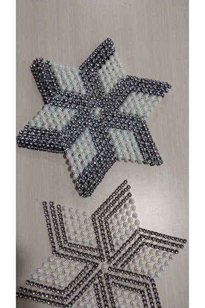 Papatyam 6 Adet Boncuklu Kasnak Işi Yıldız Vitrin Salon Takımı/el Işi 6 Parça...