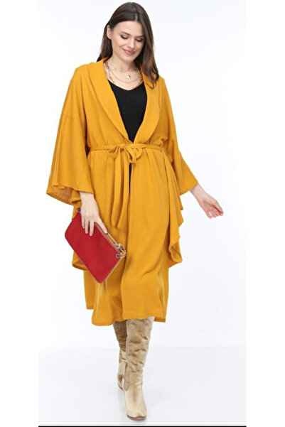 Cockatoo Women's Black Belted Long Kimono