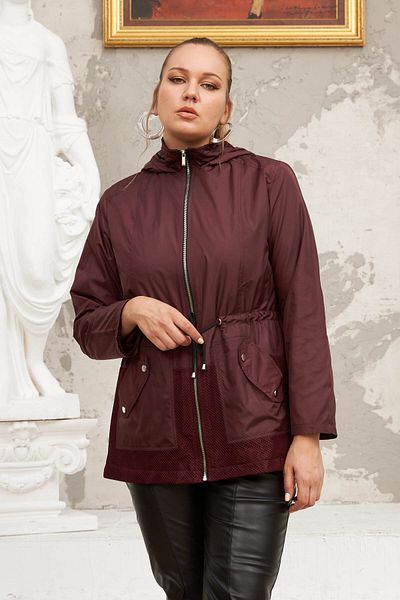 RMG Large Size Claret Red Trench Coat with Mesh Detail