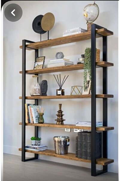 MFG AHŞAP 200x150x22 Demir Ayaklı 5 Raflı Kitaplık