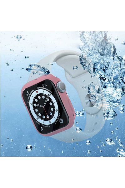 noktaks Apple Watch 7 41mm Compatible - Case Protective Case and Screen Protector - Gard 01 - Silver - T19034