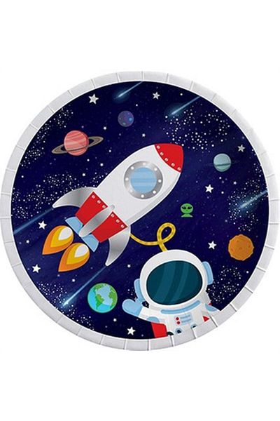 turkuaz parti 8-PIECE SPACE THEME CARDON PLATE AND CUP SET
