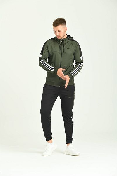 Cramp Spor Σετ ανδρική φόρμα Diver Khaki με κουκούλα στο μανίκι
