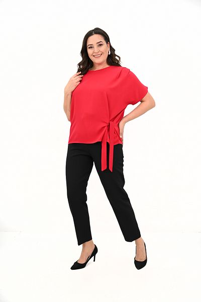 Koza Butik Women's Plus Size Side Lacing Detail Blouse 1860-25