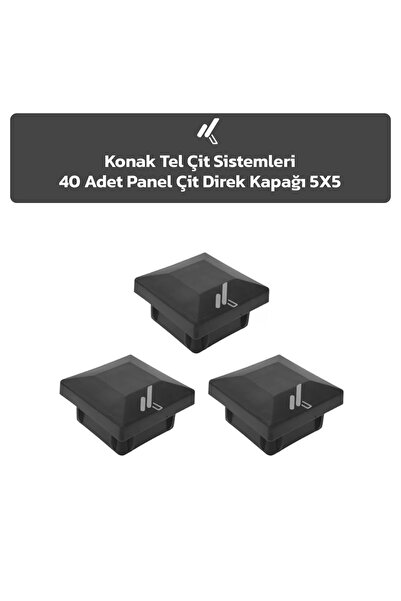 Konak Tel Çit Aksaray 40 Adet Sert Plastik Bahçe Panel Çit Direk Kapağı 50x50 mm