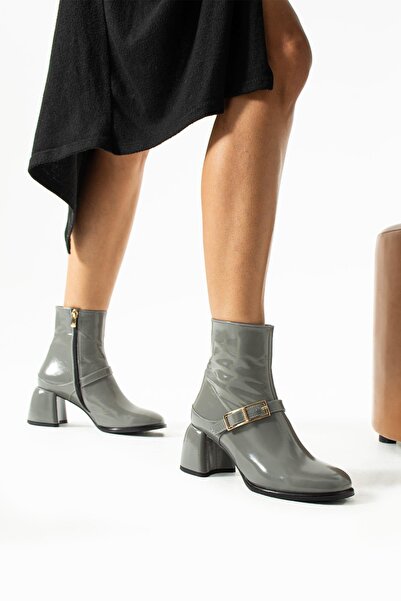 FOLLİNİ Kadın Hakiki Deri Bot Gri Rugan