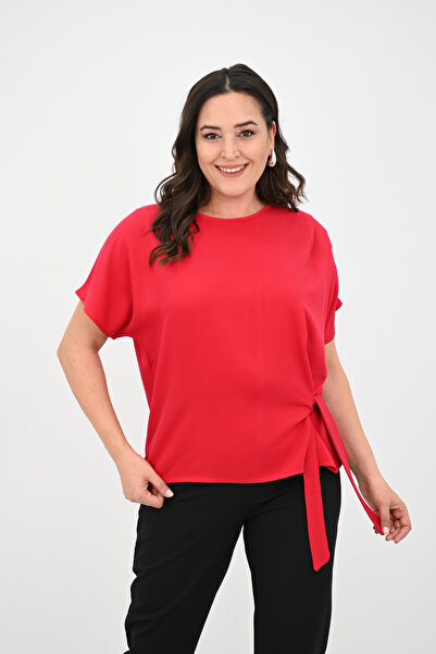 Koza Butik Women's Plus Size Side Lacing Detail Blouse 1860-25