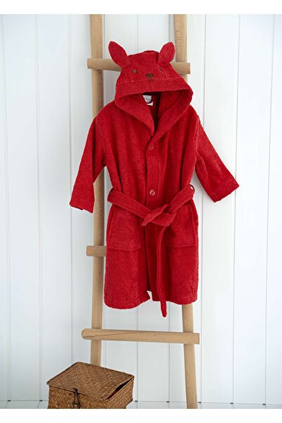 Kirazkids رداء حمام للأطفال مصنوع من القطن بنسبة 100% باللون الأحمر