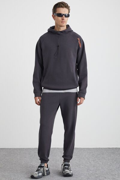 GRIMELANGE Arragon Чоловічі базові штани з еластичним низом, м'яка тканина, 3 нитки, органічна бавовна, антрацит