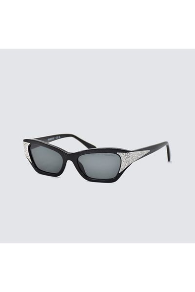 Swarovski Woman Cat Eye Sunglasses- Sk 6029 - Lense Size:53mm - Black