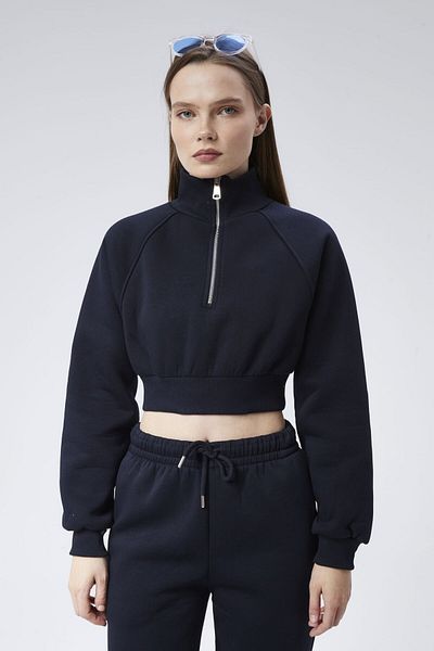 soBasic Set de trening Demi cu guler cu fermoar și picior elastic - bleumarin