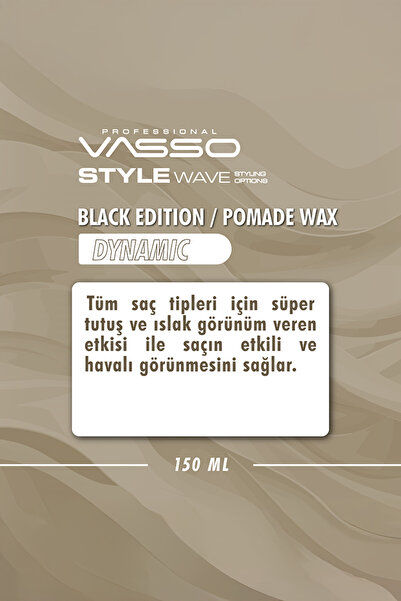 Vasso Men 24 Saat Süper Tutuş Ve Etkili Islak Görünüm Kazandıran Wax - Vasso Dynamic Pomade Wax 150 ml