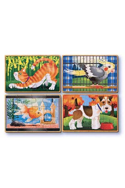Melissa & Doug مجموعة ألغاز خشبية مقاس 12 × 4 للحيوانات الأليفة