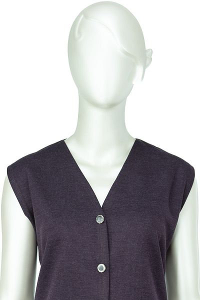 Oppland Vesta de iarna pentru mama - Model Sahara de culoare uni, tricotat Ecrin modern, cu nasturi si buzunare duble
