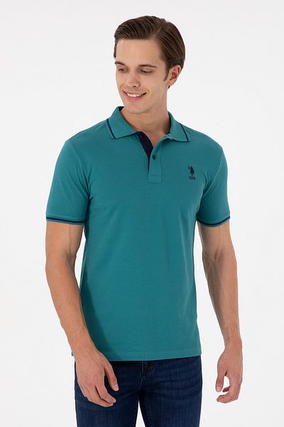 U.S. Polo Assn. Ανδρικό σκούρο πράσινο βασικό μπλουζάκι 50284631 -VR101