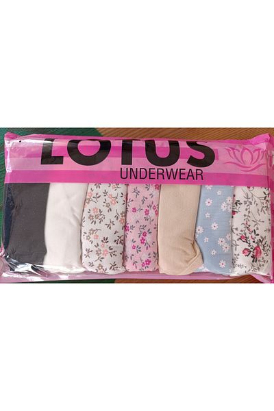 Lotus Patterned Underwear 7 Li Lycra Cotton Panties