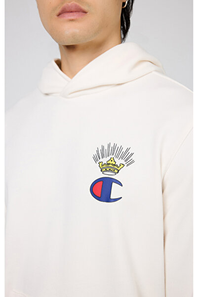 Champion Eco Future Hooded Sweatshirt Organik Pamuk Bej Erkek Kapüşonlu Sweatshirt-219785-WW034