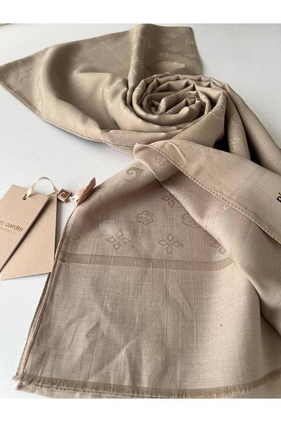 Pierre Cardin شال قطني بلون الحجر