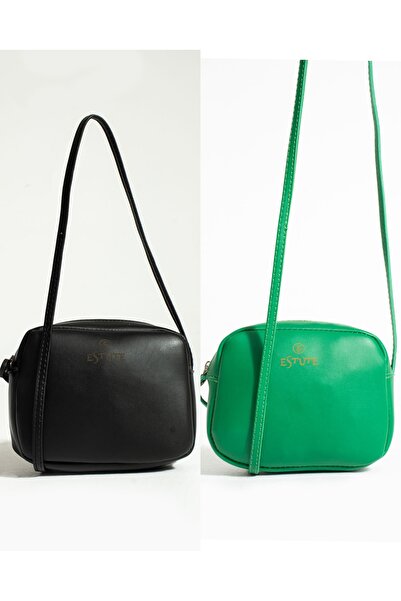 ESTUTE Kadın 2 Li Paket Çanta Çapraz Askılı Fermuarlı Yazlık El Ve Omuz Çantası