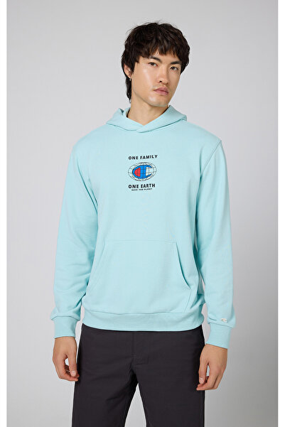 Champion Eco Future Hooded Sweatshirt Organik Pamuk Mavi Erkek Kapüşonlu Swea...