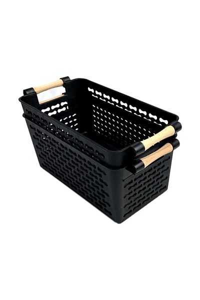 safestore 2 Pieces Multi-Purpose Organizer Basket with Plastic Handles - Closet & Drawer Organizer Basket