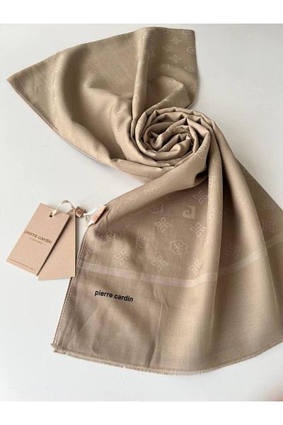 Pierre Cardin شال قطني بلون الحجر