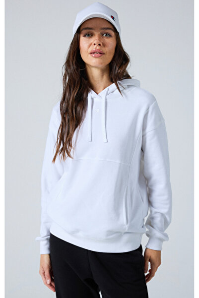 Champion Icons Hooded Sweatshirt Beyaz Kadın Kapüşonlu Sweatshirt-117114-WW001