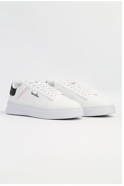Benetton Bn-31203 Alb Negru Pantofi sport pentru bărbați