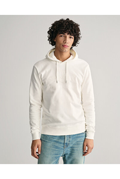 Gant Men's Beige Regular Fit Hooded Logo Sweatshirt