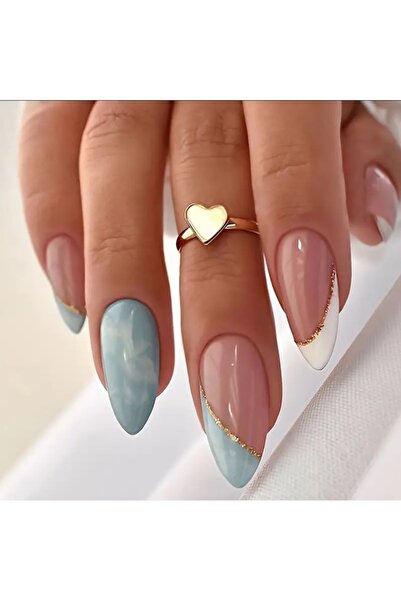 NAİLS Women's Heart 24'lü Orta Uzunlukta Badem Şeklinde Takma Tırnak