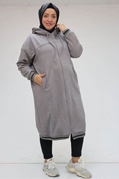 Eslina 33074 Large Size Nubuck Ribbed Cap - Gray